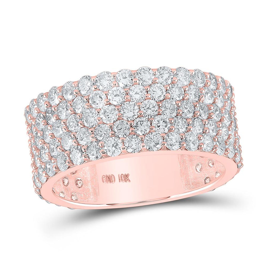 10kt Rose Gold Mens Round Diamond Pave 5-Row Band Ring 5-3/8 Cttw