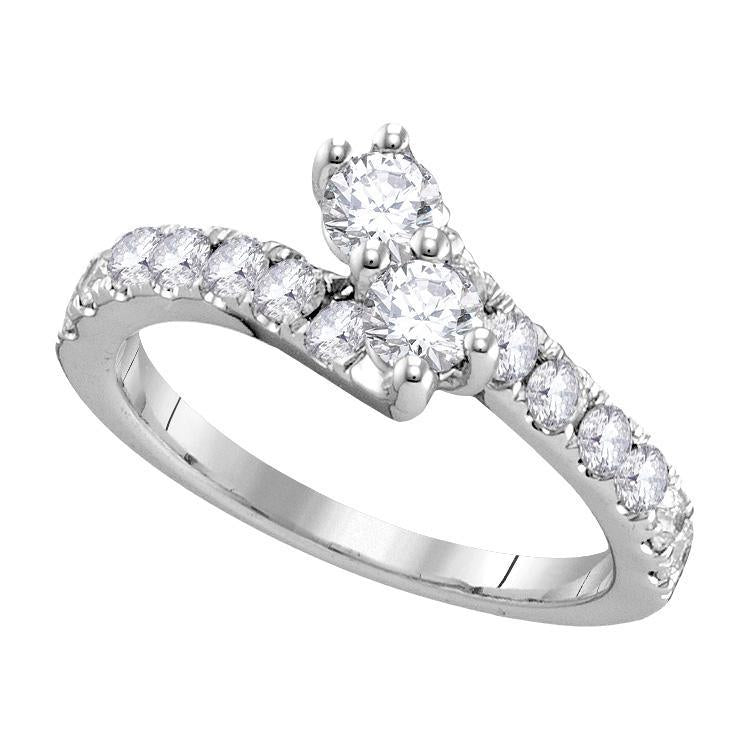 14kt White Gold Round Diamond 2-stone Bridal Wedding Engagement Ring 1/2 Cttw