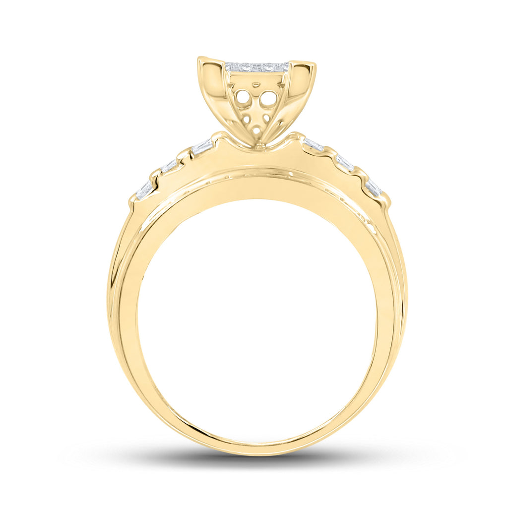 10kt Yellow Gold Round Diamond Bridal Wedding Engagement Ring 7/8 Cttw