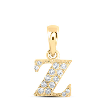 10kt Yellow Gold Womens Round Diamond Z Initial Letter Pendant 1/20 Cttw