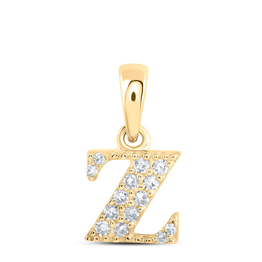 10kt Yellow Gold Womens Round Diamond Z Initial Letter Pendant 1/20 Cttw