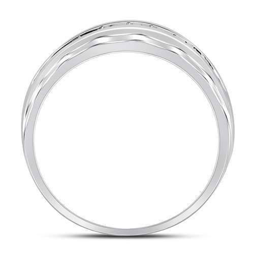 10kt White Gold Mens Round Diamond Wedding Band Ring 1/4 Cttw