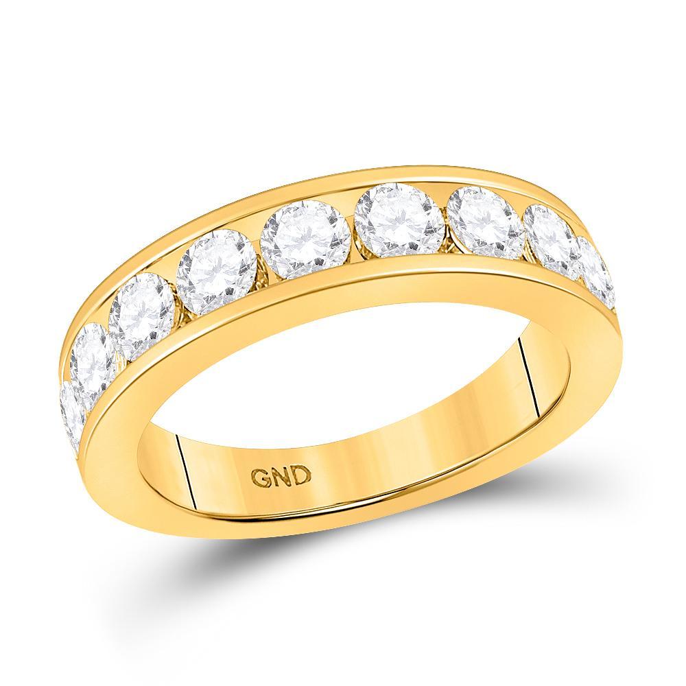 14kt Yellow Gold Womens Round Diamond Wedding Single Row Band 1-3/4 Cttw
