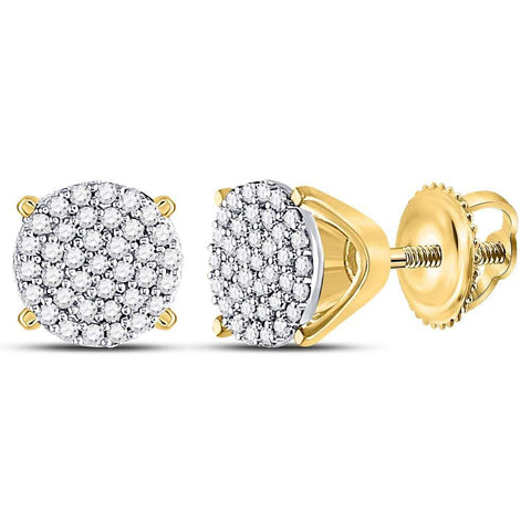 10kt Yellow Gold Womens Round Diamond Circle Cluster Earrings 1/4 Cttw