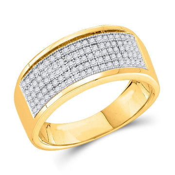 10kt Yellow Gold Womens Round Diamond Pave Band Ring 1/3 Cttw
