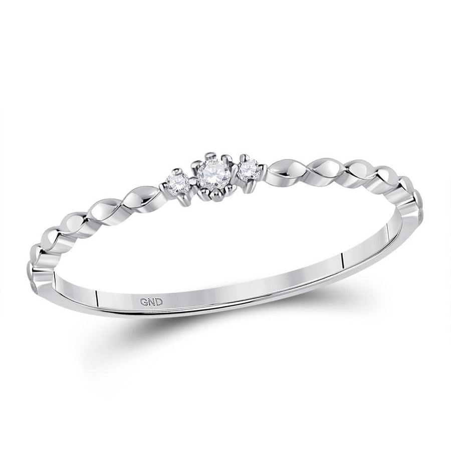 10kt White Gold Womens Round Diamond Stackable Band Ring .03 Cttw