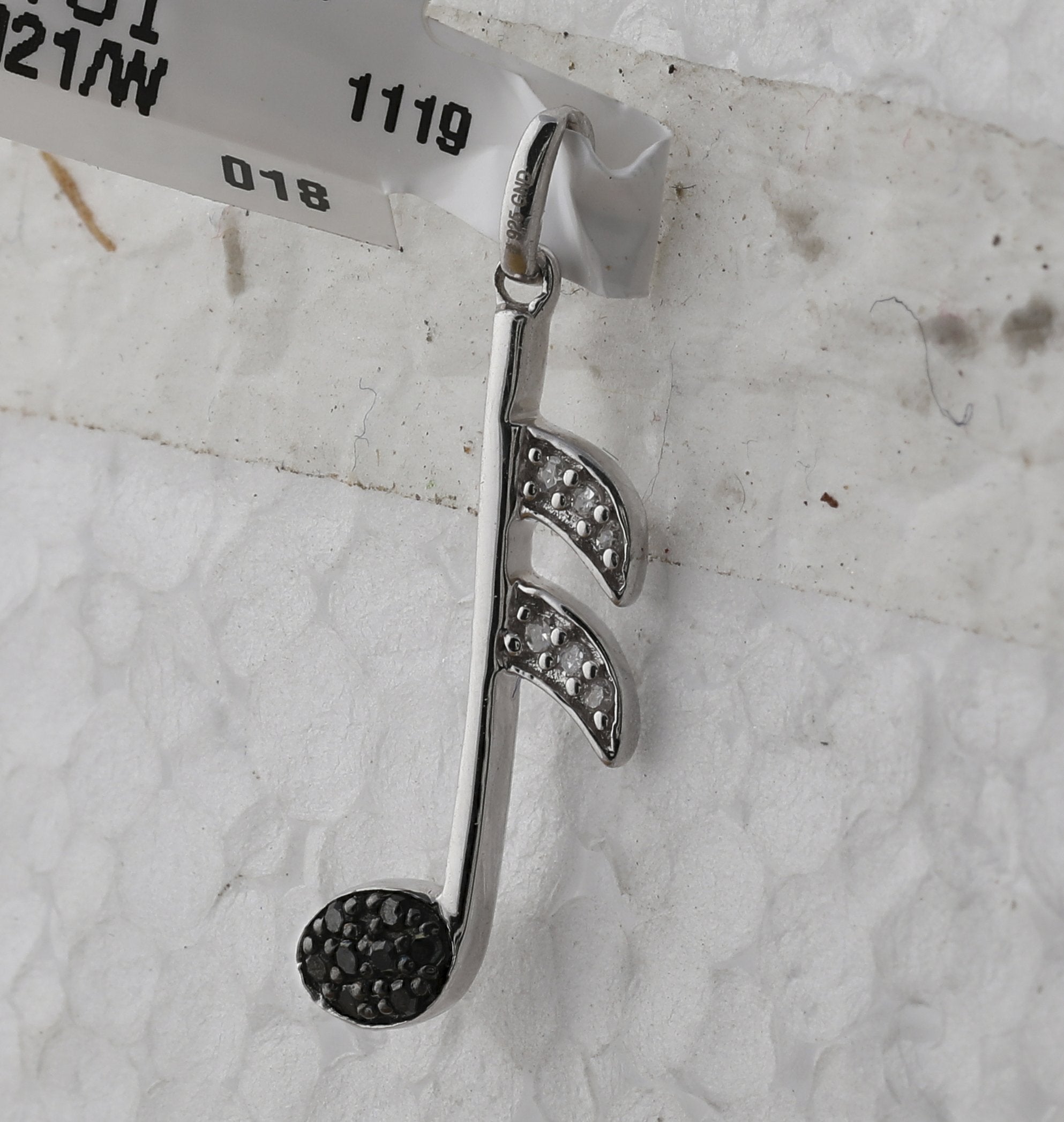 Sterling Silver Womens Round Black Color Enhanced Diamond Music 16th Note Pendant 1/20 Cttw