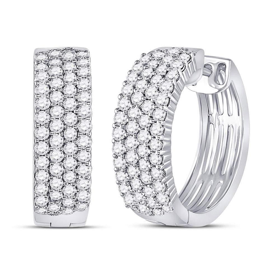 10kt White Gold Womens Round Diamond Huggie Earrings 2 Cttw