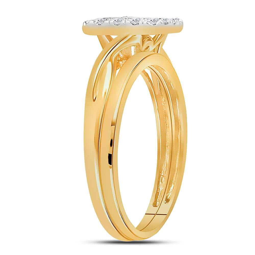 10kt Yellow Gold Round Diamond Bridal Wedding Ring Band Set 1/3 Cttw