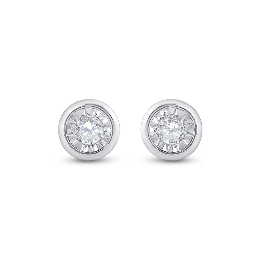 10kt White Gold Womens Round Diamond Solitaire Stud Earrings 1/4 Cttw