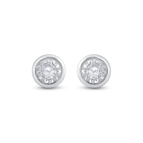 10kt White Gold Womens Round Diamond Solitaire Stud Earrings 1/4 Cttw