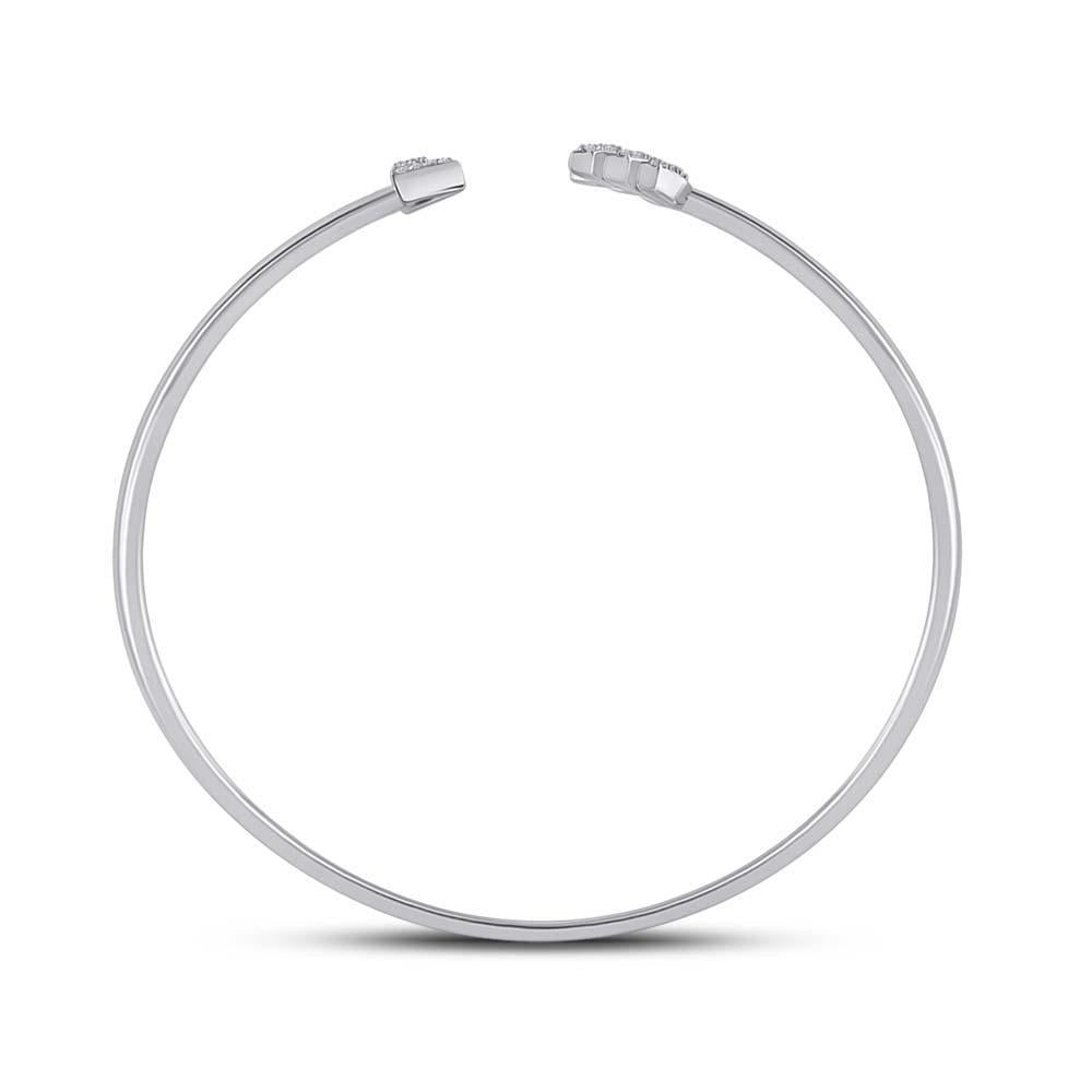 10kt White Gold Womens Round Diamond Arrow Bangle Bracelet 1/10 Cttw