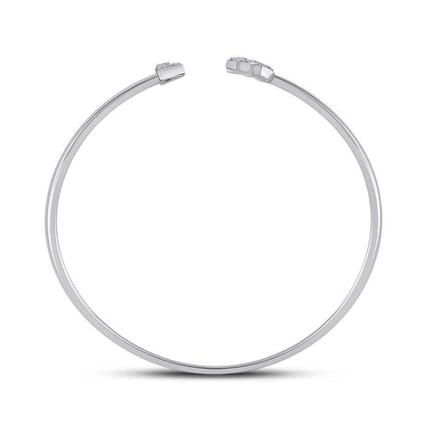 10kt White Gold Womens Round Diamond Arrow Bangle Bracelet 1/10 Cttw