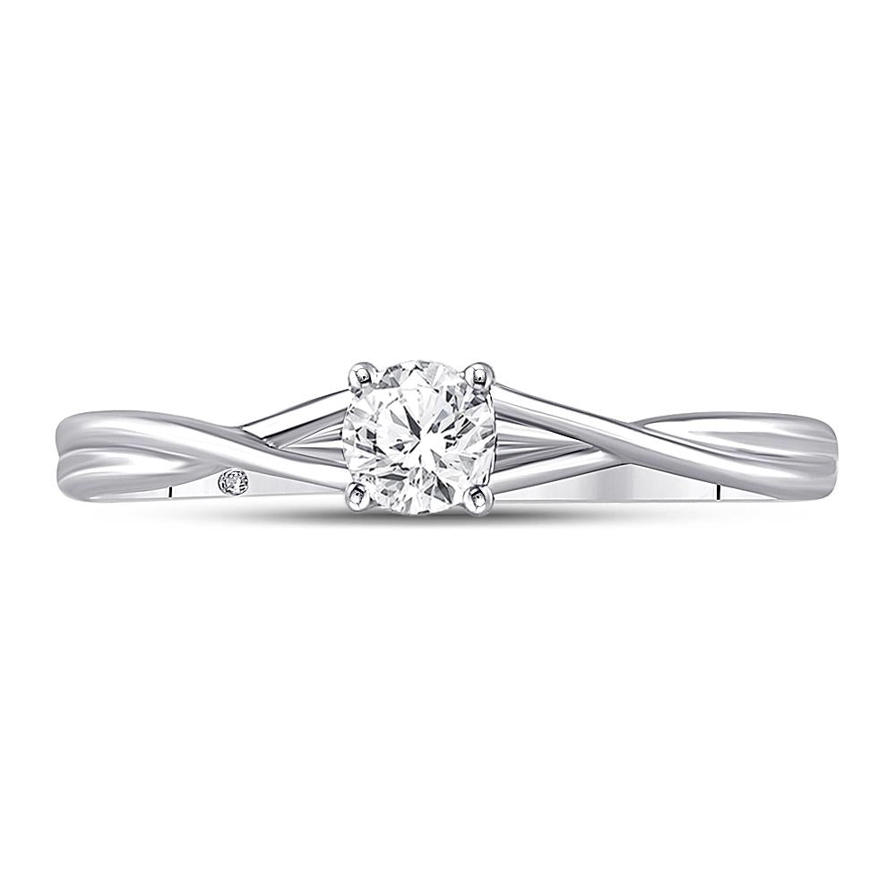 14kt White Gold Womens Round Diamond Solitaire Bridal Wedding Engagement Ring 1/4 Cttw