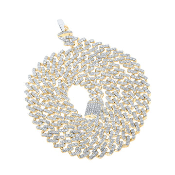 14kt Yellow Gold Mens Round Diamond Link Chain Necklace 15 Cttw