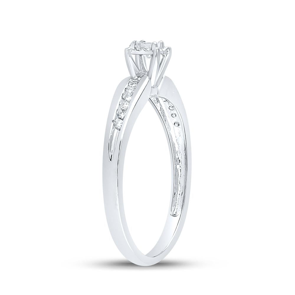 10kt White Gold Womens Princess Diamond Solitaire Promise Ring 1/6 Cttw