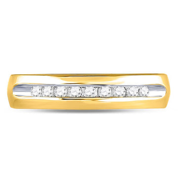 14kt Yellow Gold Mens Round Diamond Single-row Channel-set Wedding Band Ring 1/4 Cttw