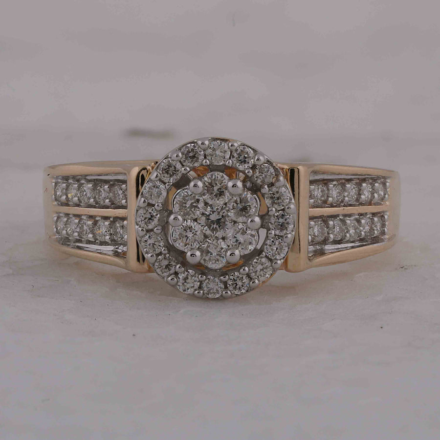 14kt Yellow Gold Womens Round Diamond Flower Cluster Ring 1/2 Cttw