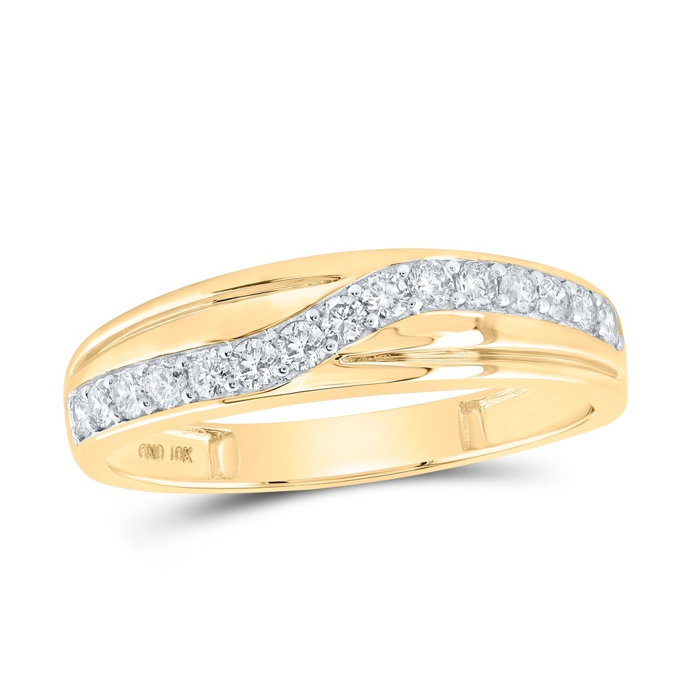 10kt Yellow Gold His Hers Round Diamond Cluster Matching Wedding Set 1-1/4 Cttw