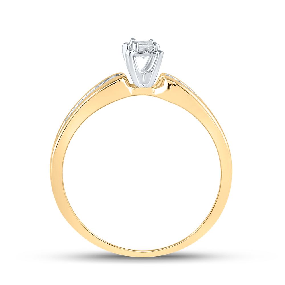 10kt Yellow Gold Womens Princess Diamond Solitaire Promise Ring 1/6 Cttw