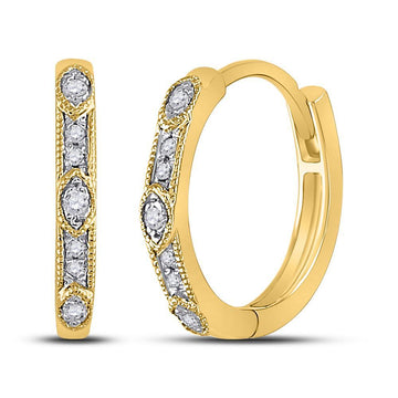10kt Yellow Gold Womens Round Diamond Milgrain Fashion Earrings 1/10 Cttw