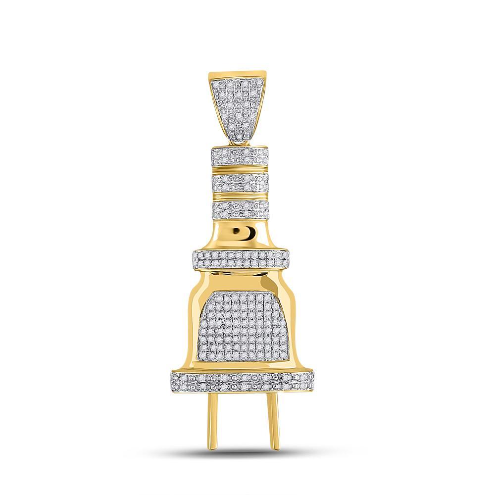 10kt Yellow Gold Mens Round Diamond Plug Charm Pendant 1/2 Cttw