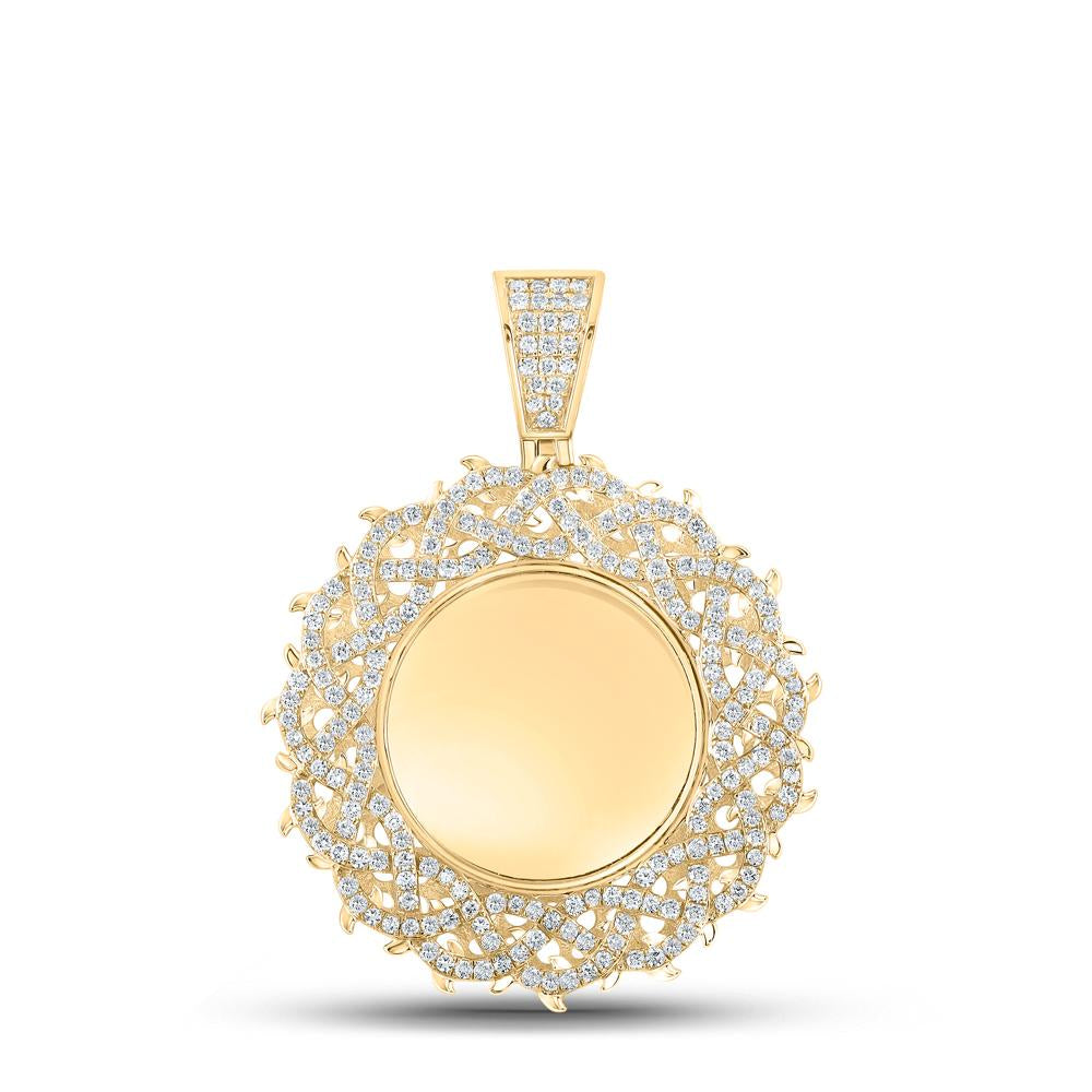 10kt Yellow Gold Mens Round Diamond Memory Circle Charm Pendant 2-3/8 Cttw