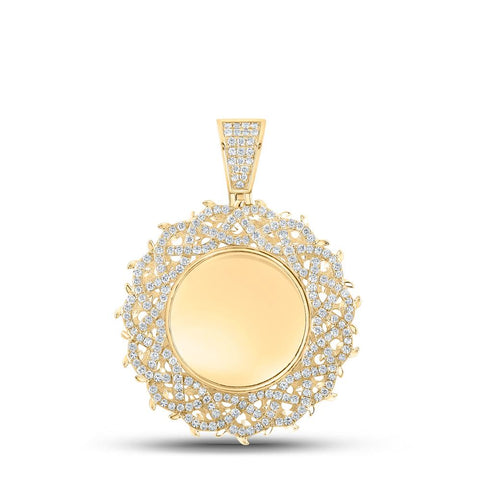 10kt Yellow Gold Mens Round Diamond Memory Circle Charm Pendant 2-3/8 Cttw