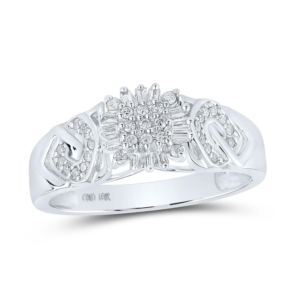 10kt White Gold Womens Round Diamond Cluster Ring 1/5 Cttw