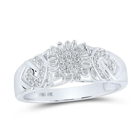 10kt White Gold Womens Round Diamond Cluster Ring 1/5 Cttw