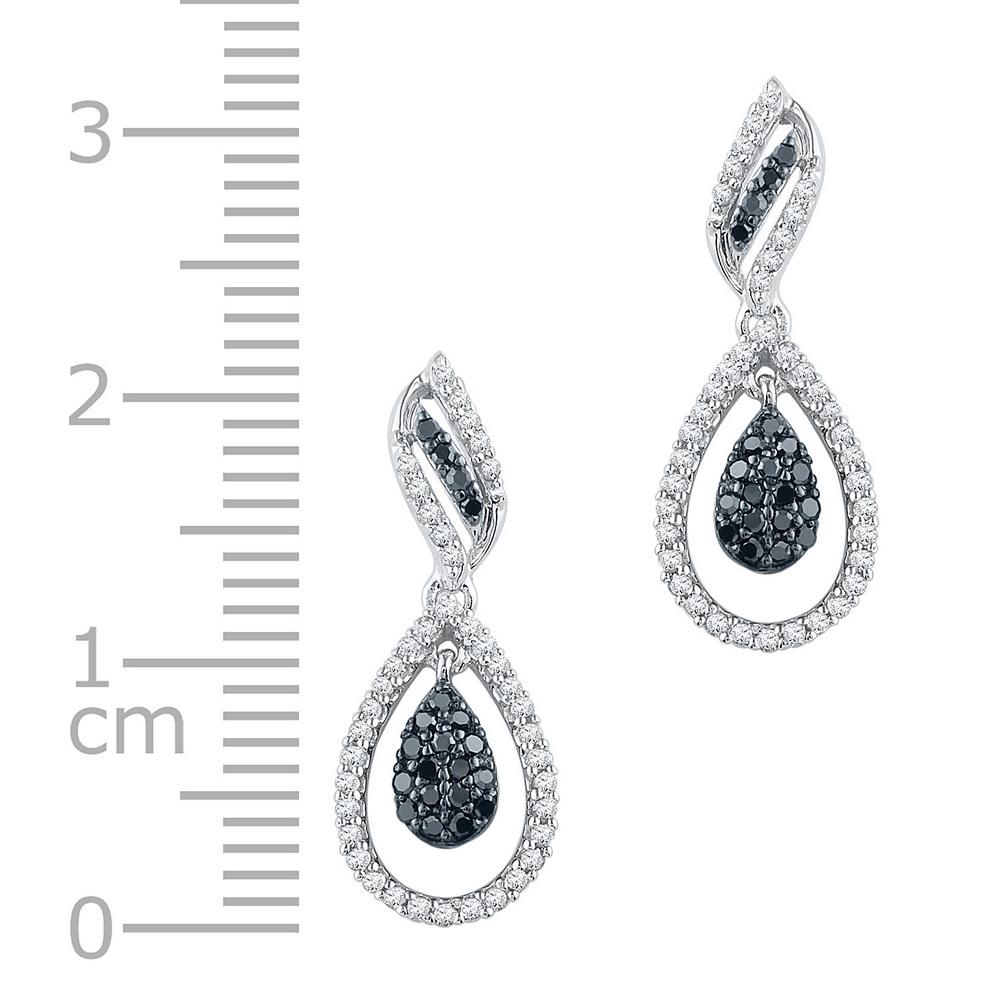 10kt White Gold Womens Round Black Color Enhanced Diamond Dangle Earrings 1/2 Cttw