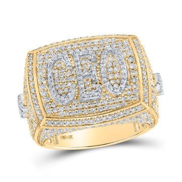 14kt Yellow Gold Mens Round Diamond CEO Ring 2-7/8 Cttw