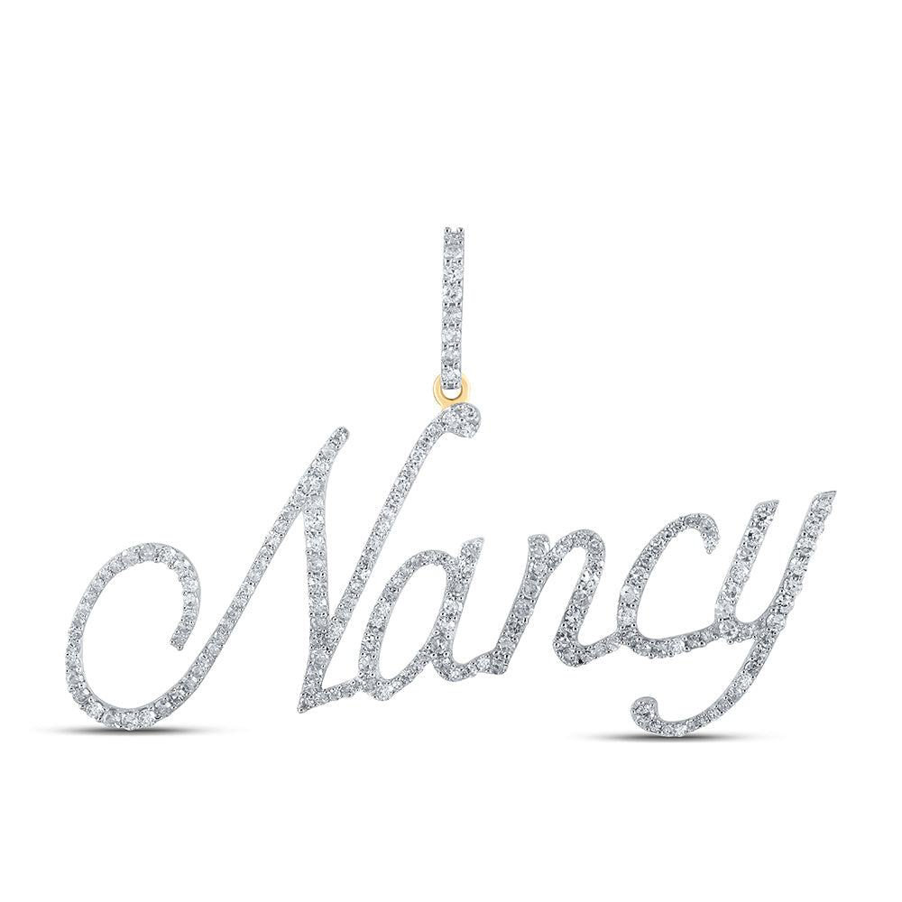10kt Yellow Gold Womens Round Diamond NANCY Name Pendant 7/8 Cttw