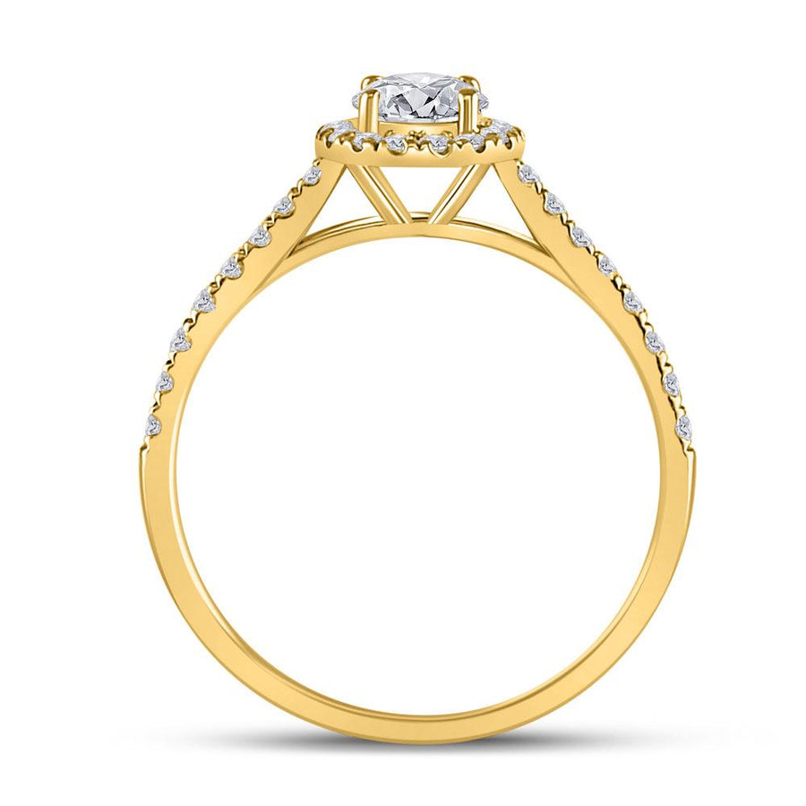 14kt Yellow Gold Round Diamond Halo Bridal Wedding Engagement Ring 3/4 Cttw