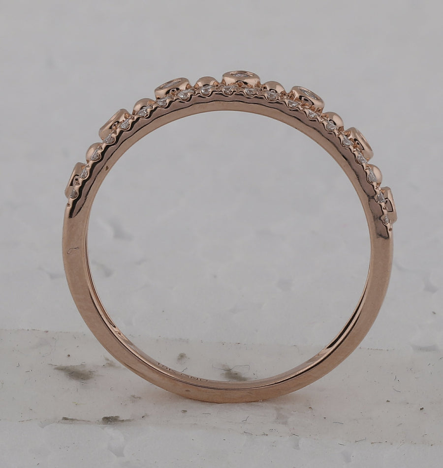 10kt Rose Gold Womens Round Diamond Band Ring 1/5 Cttw