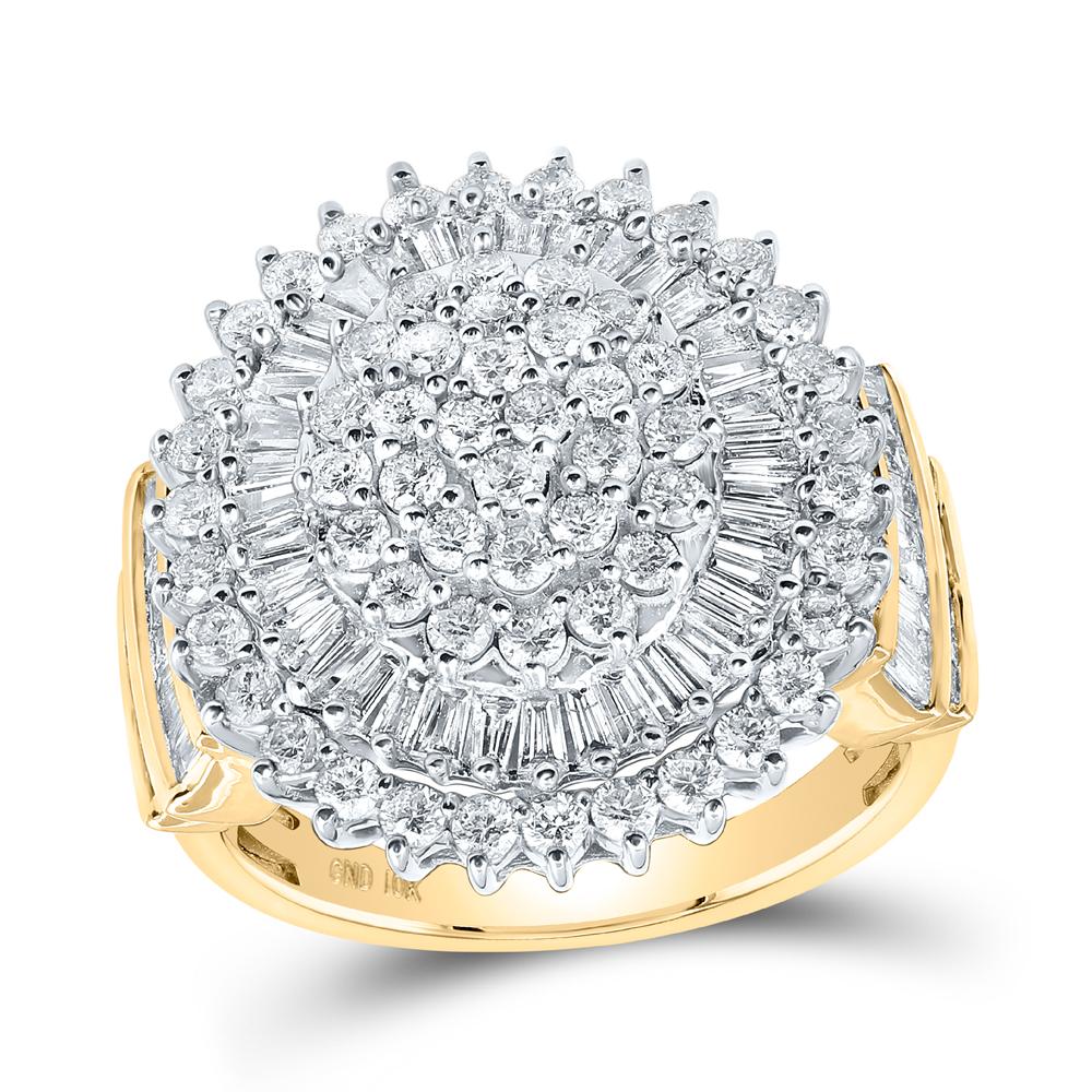10kt Yellow Gold Womens Round Diamond Circle Cluster Ring 2 Cttw