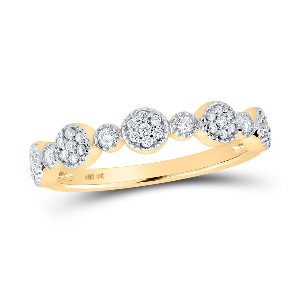 10kt Yellow Gold Womens Round Diamond Stackable Band Ring 1/5 Cttw
