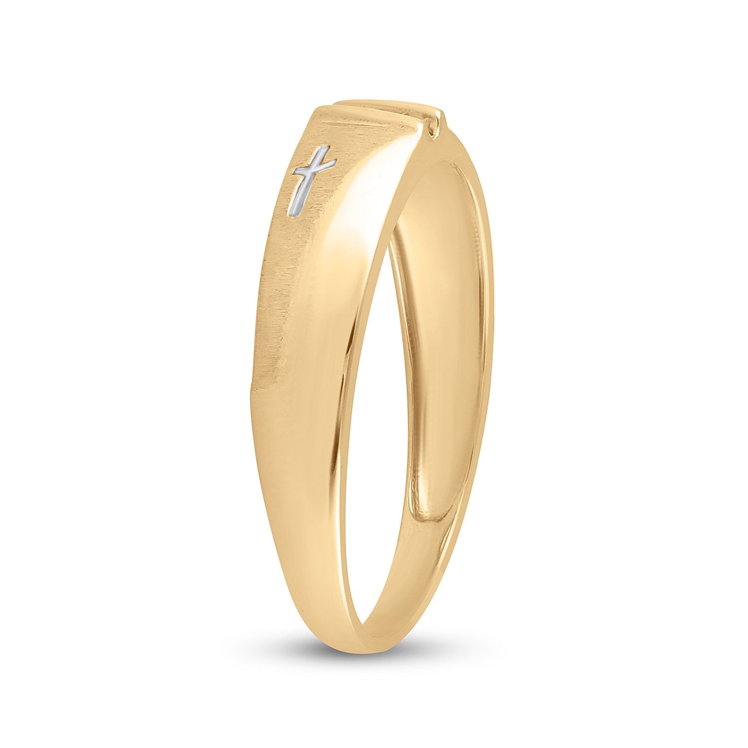 14kt Yellow Gold Mens Round Diamond Wedding Cross Band Ring 1/20 Cttw