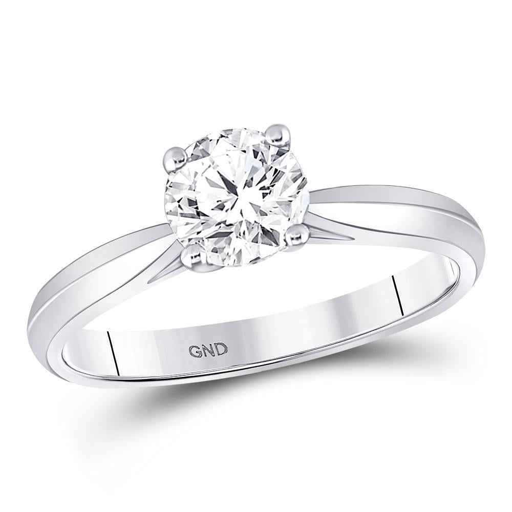 14kt White Gold Womens Round Diamond Solitaire Bridal Wedding Engagement Ring 3/4 Cttw
