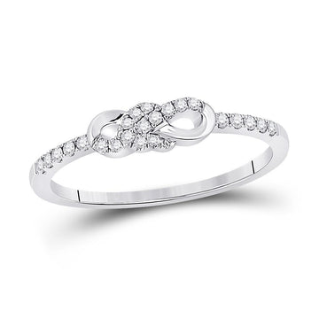 10kt White Gold Womens Round Diamond Knot Stackable Band Ring 1/6 Cttw