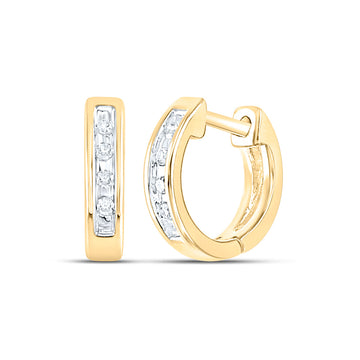 10kt Yellow Gold Womens Round Diamond Small Huggie Earrings 1/20 Cttw