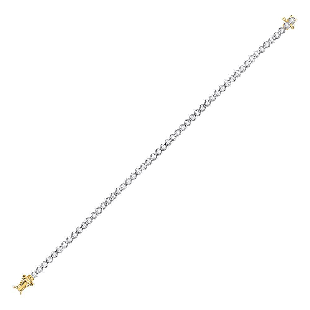14kt Yellow Gold Womens Round Diamond Studded Tennis Bracelet 1 Cttw