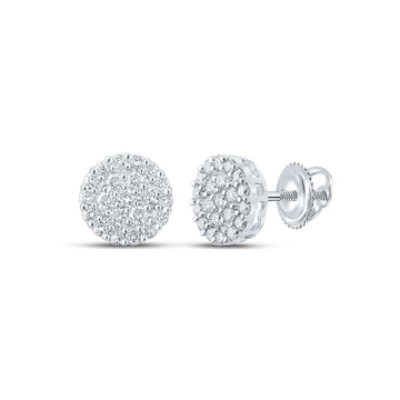 14kt White Gold Round Diamond Cluster Earrings 1 Cttw