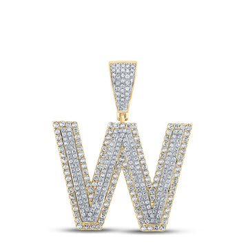 14kt Two-tone Gold Mens Round Diamond W Initial Letter Charm Pendant 1-1/3 Cttw