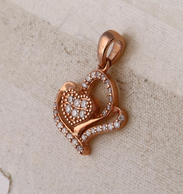 10kt Rose Gold Womens Round Diamond Heart Pendant 1/4 Cttw
