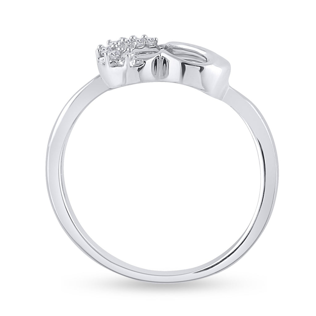 Sterling Silver Womens Round Diamond Heart Ring 1/20 Cttw