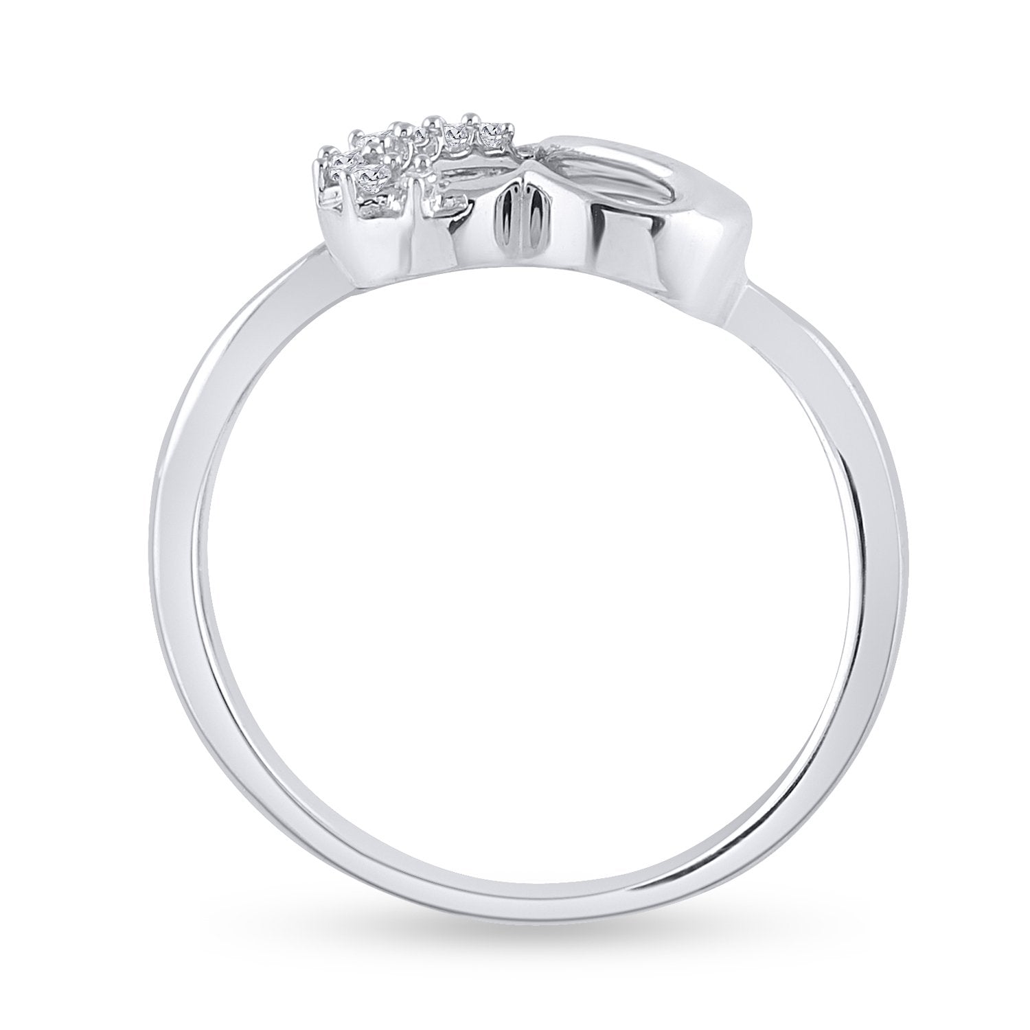 Sterling Silver Womens Round Diamond Heart Ring 1/20 Cttw