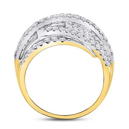 10kt Yellow Gold Womens Baguette Diamond Woven Crossover Band Ring 1-5/8 Cttw