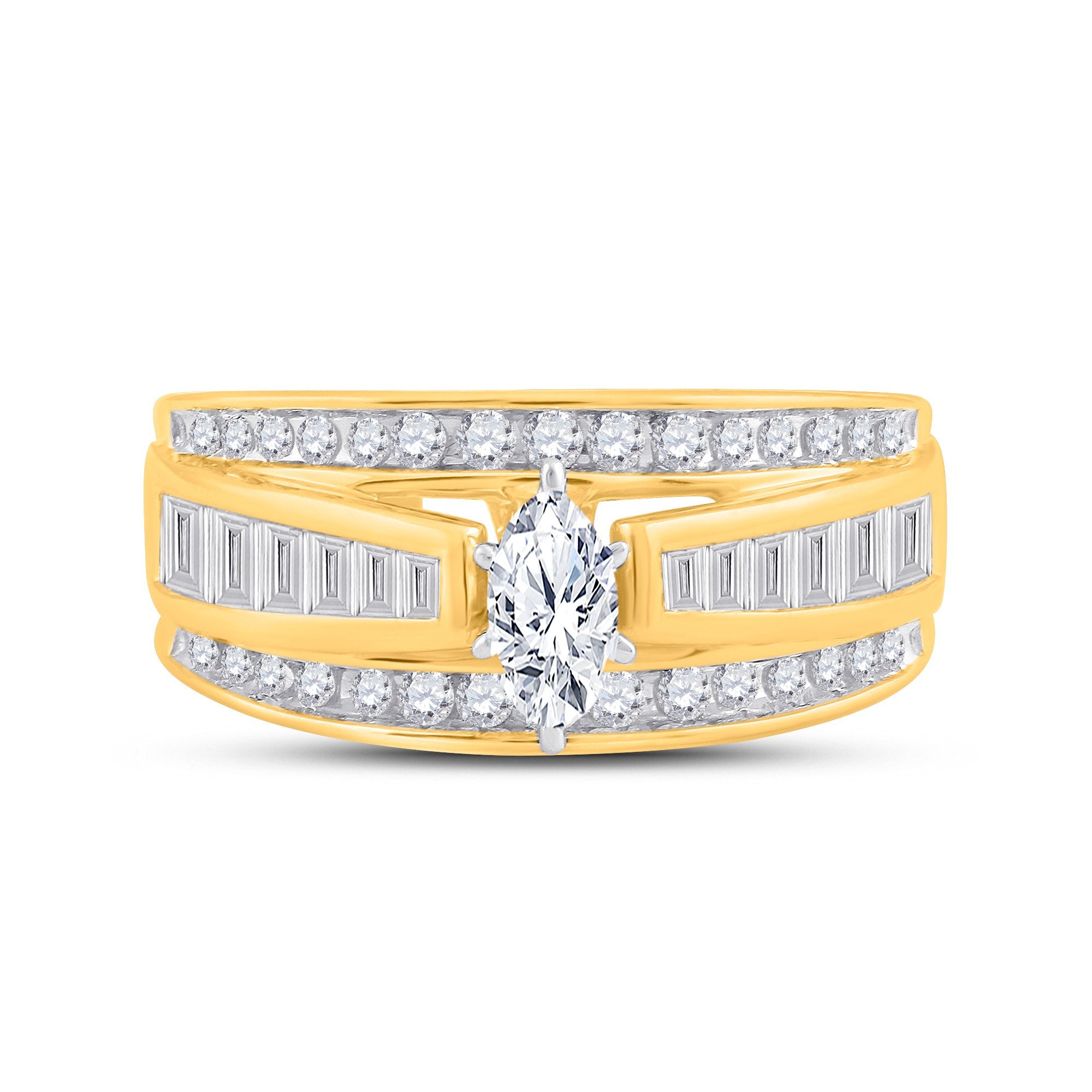 14kt Yellow Gold Marquise Diamond Solitaire Bridal Wedding Engagement Ring 1 Cttw