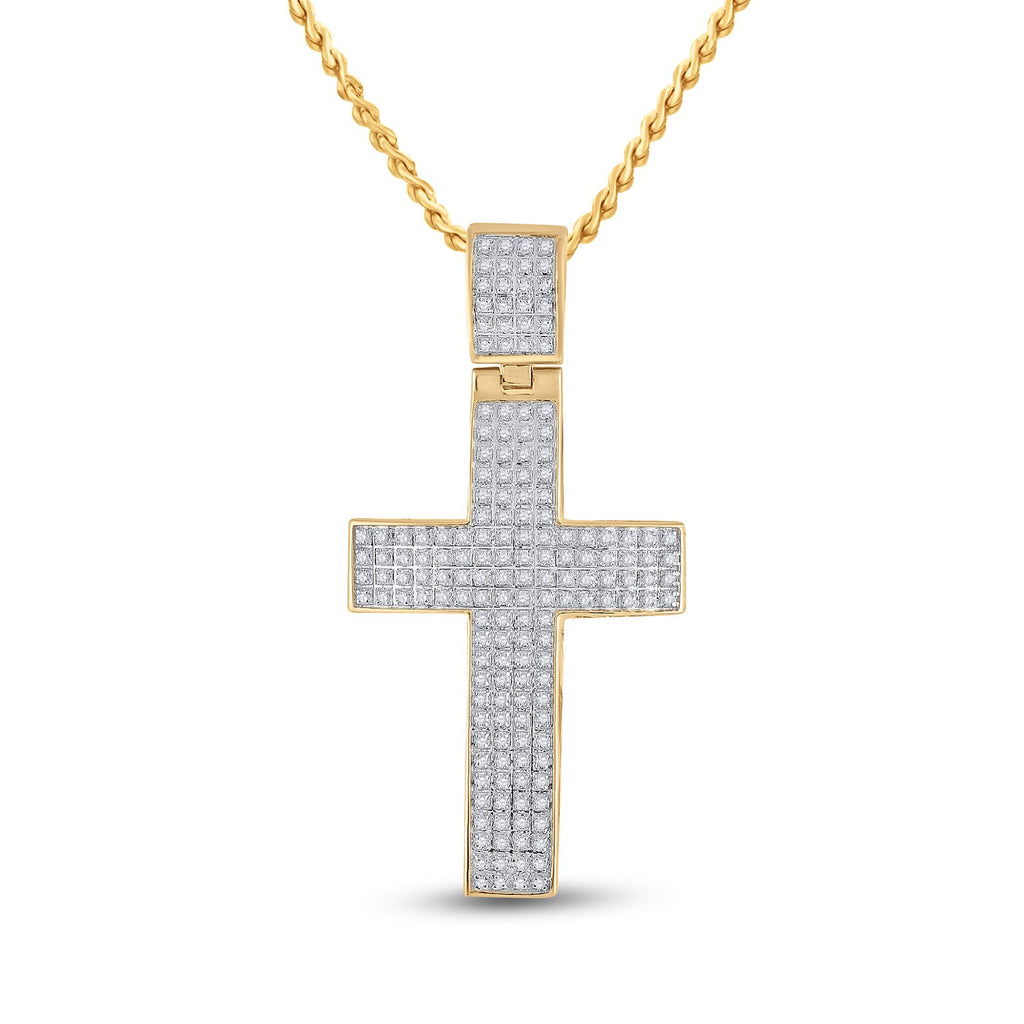 10kt Yellow Gold Mens Round Diamond Cross Charm Pendant 1/2 Cttw